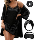 EPLAZA Bride Robe for Wedding Day Set Bridal Robes Satin Robe with Sexy Silk Lingerie for Bachelorette Party Getting Ready