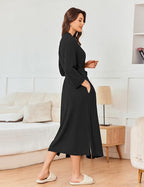 Ekouaer Women's Robe Long Waffle Knit Bathrobe Lightweight Soft Kimono Robes Loungewear S-XXL