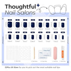 Modelones Navy Blue Press on Nails, Short Square Fake Nails, Reusable Nail Kit with Nail Glue Adhesive Tabs Mini Nail File, Nails Press Ons 32Pcs16 Sizes, Women Girl Gift