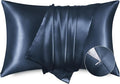 Bedsure Satin Pillowcase with Zipper, Similar to Silk Pillow Cases 2 Pack, Satin King Size Pillow Cases, Silky & Soft Pillow Covers for Hair and Skin, Gifts for Women Men, Blue, 20x36 Inches