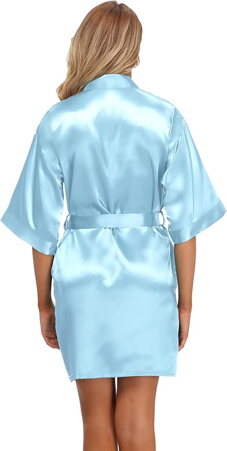 Robe for Women Silky Lightweight Satin Kimono Bride Bridesmaids Wedding Party Robes Dressing Gown Summer Loungewear