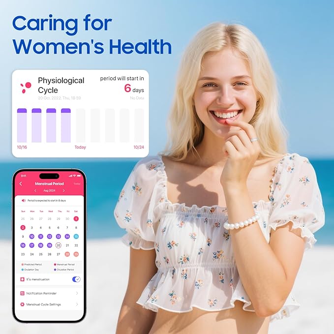 Smart Health Ring, Featuring Stress and Sleep Monitoring Functions, Compatible with iOS and Android,Waterproof Fitness Tracker for Women & Men, No Subscription Fee. (Rose Gold, 12)