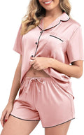 Women's Pajamas Set Sleepwear with Short Sleeve Top & Elastic Waist Shorts