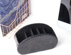 QIELIZI Remote Control Holder, PU Leather Remote Caddy Desktop Organizer with 5 Spacious Compartments for TV Remotes/Media Controllers/Office Supplies (1-Carved Black