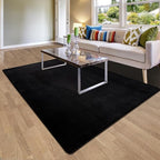 Andecor Shag Living Room Area Rug, 6x9 Black Washable Fuzzy Bedroom Rugs, Soft Fluffy Indoor Carpets for Dorm Boys Girls Kids Room Nursery Home Decorations