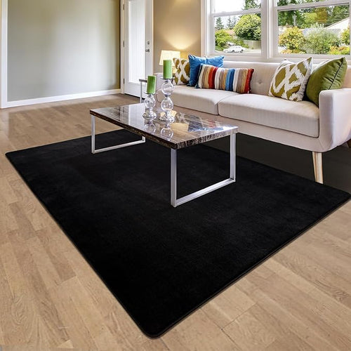 Andecor Shag Area Rug Fluffy Carpets, 5x7 Black Washable Living Room Bedroom Rugs, Soft Fuzzy Indoor Rugs for Dorm Boys Girls Kids Room Nursery Home Decorations