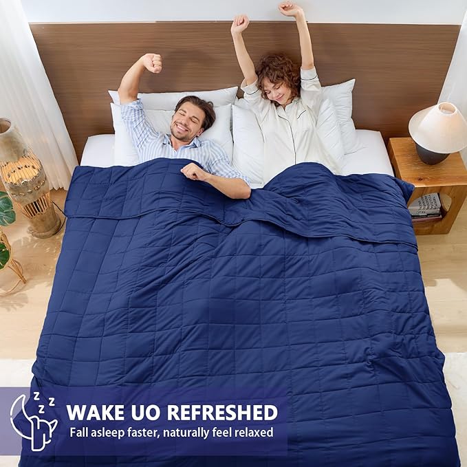 yescool King Size Weighted Blanket for Adults (30 lbs, 80” x 87”, Blue) Cooling Heavy Blanket for Sleeping Perfect for 290-310 lbs, Breathable Blanket for Adults & Couple All Season, Machine Washable