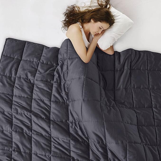 Weighted Blanket Queen Size (Dark Grey, 60''x80'' | 25 lbs) Cooling Breathable Heavy Blanket with Glass Beads for Adults