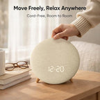 HOUSBAY Alarm Clock Sound Machine with Bluetooth Speaker - Room-Filling Sound, White Noise for Sleeping & Adult, Gentle Wake up Alarm, Cord-Free Use for Bedroom & Office, Oat Beige