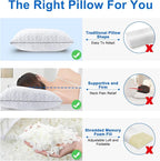 Cooling Pillows Standard Size Set of 2, Shredded Memory Foam Pillows, Adjustable Firm Bed Pillows Cool Cold Pillow for Hot Side Back Stomach Sleepers with Removable Washable Cover, 20" x 26", White