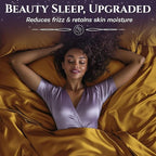 SLEEP SANCTUARY Satin Sheets Full Size – 4 Piece Luxury Silky Bed Set, Softer Than Silk, 15" Deep Pocket, Cooling & Wrinkle-Free, Moisture-Wicking & Breathable for Hair & Skin (Gold)