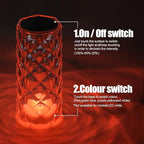 oneleaf Table Lamp Rose Crystal RGB Modern LED Cordless,Rechargeable Battery Touch Desk lamp with Remote Control, Night Light for Couple Dinner/Restaurant/Bedroom/Camp (B-Colorful)