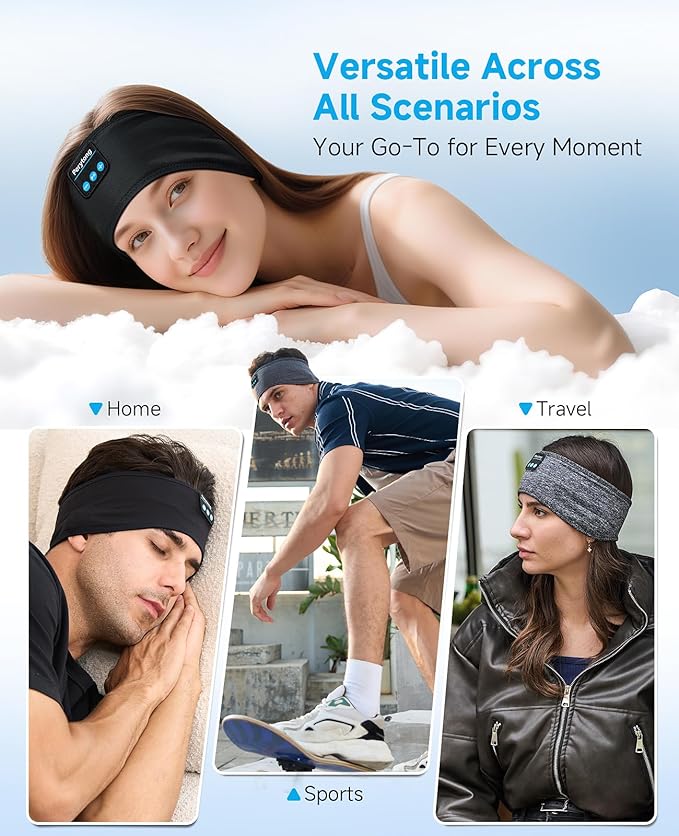 2 Pack Sleep Headphones, Bluetooth Headband with 3D Sleep Mask Bluetooth Ultra-Thin HD Stereo Speaker, Sleeping Headphones for Sports, Workouts, Insomnia, Yoga, Air Travel, Meditation, Christmas