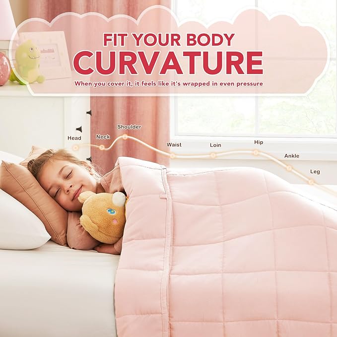 CuteKing Weighted Blanket (3lbs, 20"x30", Pink) Heavy Blanket for 40-60lbs, Weighted Blanket for Cooling & Heating with Premium Glass Beads, Soft Thick Blanket All-Season