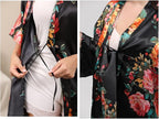 QXQTER Peony Floral Silky Satin Robe Wedding Bridal Party Bride Bridesmaid Robes for Women Dressing Gown Kimono Robe