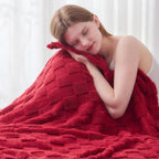 NEWCOSPLAY Super Soft Twin Blanket Red Premium Silky Flannel Fleece 3D Checkered Lightweight Bed Blanket All Season Use (Red Checkered, Twin(60"x80"))