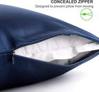Alaska Bear Silk Pillowcase Standard Size Gift Set for Skin and Hair Care Beauty Sleep 100 Percent Organic Mulberry Pillow Slip Case(1pc, Navy)