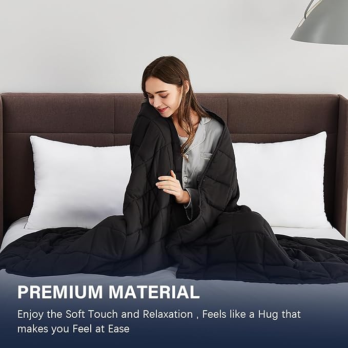 CuteKing Weighted Blanket for Adults (15lbs, 48"x72", Grey) Heavy Blanket for 140-150lbs, Breathable Microfiber Material with Glass Beads All-Season Summer Fall Winter Soft Thick