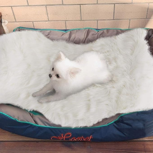 Asrug Faux Fur Dog Rug Plush and Fluffy Dog Mat Ultra Cozy Pet Throw Rug for Dogs Cats, Luxury Soft Faux Sheepskin Chair Cover Seat Pad Shag Fur Area Rugs for Bedroom, White, 24 by 36 inches
