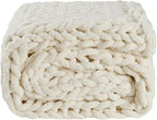 YAAPSU Chunky Knit Throw Blanket for Couch, 51"x63",100% Hand Knitted Thick Cable Knit with Cozy Jumbo Chenille Yarn, Soft Large Rope Knot Crochet Blankets for Sofa Bed Living Room Décor,Vintage White