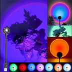 YOWOCAL USB Sunset Projection Light, 7 Colors-8 Lighting Modes Voice Control Sunset Lamp, Portable Romantic Decoration for Bedroom Ceiling Party, Plug and Play