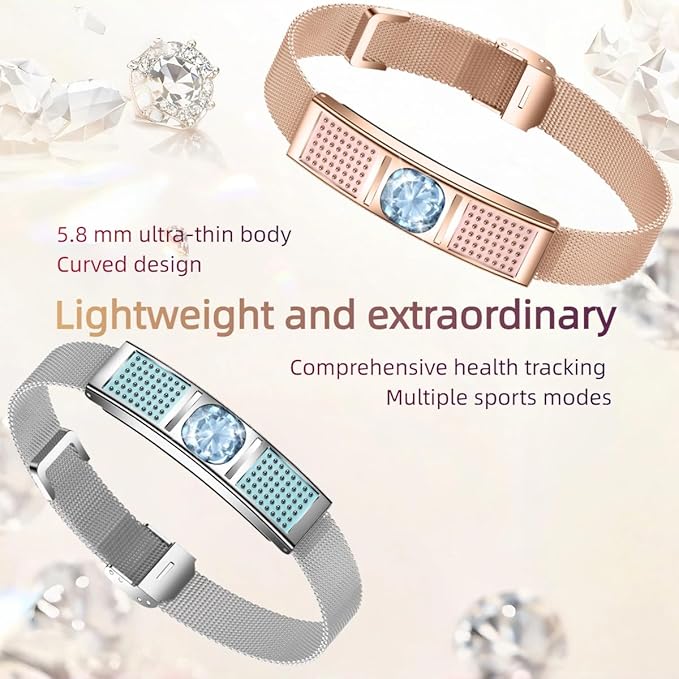 Smart Bracelet for Women,Fitness Tracker with Interchangeable Straps, Activity & Sleep Monitor with Heart Rate SpO2, Lightweight Waterproof Smart Wristband, Free App (Silver)