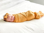 Premium Swaddle Blanket by BWD - 70% Viscose & 30% Organic Cotton, 47x47 Inches - Neutral Baby Swaddle Set for Newborns and Infants (Mustard)