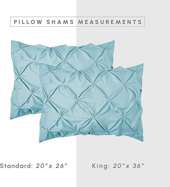 Elegant Comfort 8-Piece Pinch Pleated Comforter Set - All Season Complete Bed in a Bag, Includes 4pc Smart Sheet Set, Bed Skirt, Comforter, Matching Pillowcases and Shams, Twin/Twin XL, Sky Blue