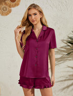 Silk Pajamas for Women Satin Womens Pajama Sets Short Sleeve Set 2-Piece Sleepwear