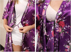 QXQTER Peony Floral Silky Satin Robe Wedding Bridal Party Bride Bridesmaid Robes for Women Dressing Gown Kimono Robe