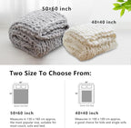 WESHIONGOO Chunky Knit Throw Blanket 51"×63" Knitted Throw Blankets for Couch Bed Fluffy Soft Blanket with Jumbo Chenille Yarn Thick 100% Handmade (Cream White)
