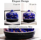 Porseme 500ml Glass Essential Oil Diffuser Aromatherapy Ultrasonic Cool Mist Humidifier 15-21 Running Hours Waterless Auto-Off Air Diffusers for Sleeping Yoga Working Spa(Deep Blue)