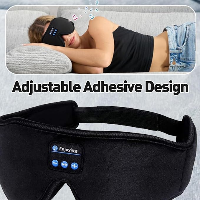 3D Sleep Mask with Bluetooth Headphones, Bluetooth Wireless Music Eye Mask, Sleeping Headphones for Side Sleepers, Sleep Mask with Bluetooth Headphones Ultra-Thin Stereo Speakers for Men&Women