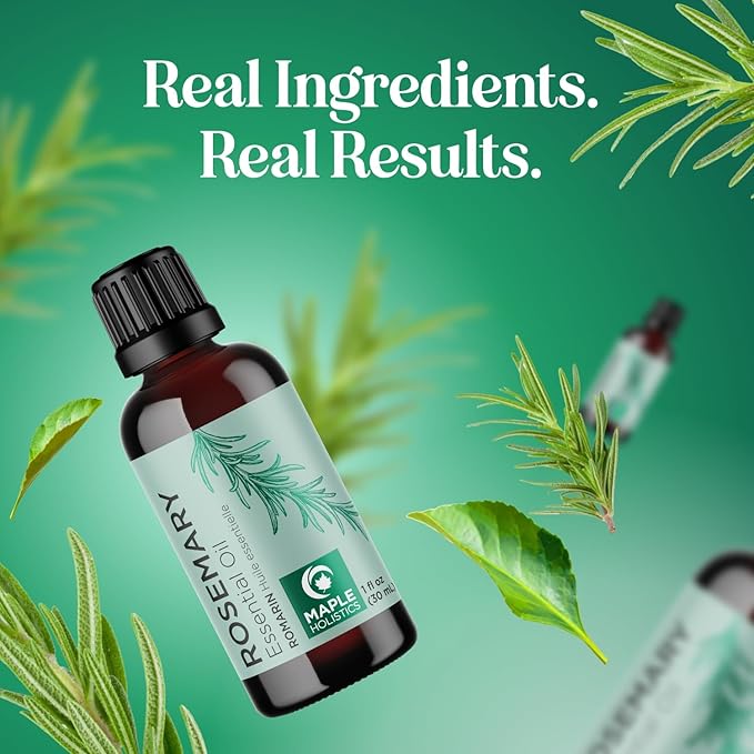 Pure Rosemary Oil for Hair Skin and Nails - 100% Pure Undiluted Rosemary Essential Oil with Dropper for Topical Uses Aromatherapy Diffusing and Home and Beauty DIYs - Vegan and Cruelty Free (1 Fl Oz)