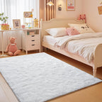 junovo Washable, Non-Slip Area Rug, Ultra Soft Area Rugs 3x5 Feet Fluffy Carpets for Bedroom Kids Girls Boys Baby Living Room Shaggy Floor Nursery Rug Home Bedroom Mats, White