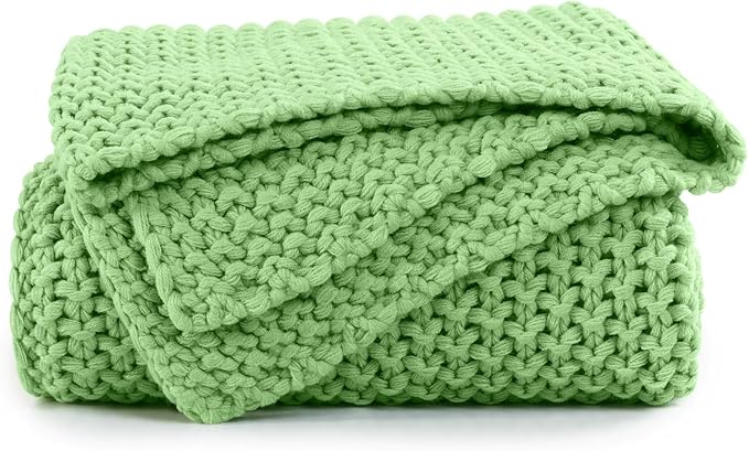 BEDELITE Green Throw Blanket Chunky Cable Knit Cozy Blanket for Couch,Super Soft Woven Blanket for Room Decor,60"x80"