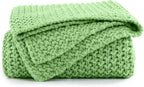 BEDELITE Green Throw Blanket Chunky Cable Knit Cozy Blanket for Couch,Super Soft Woven Blanket for Room Decor,60"x80"