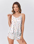 Ekouaer Satin Pajamas Set for Women Silk Cami Pjs Sets Soft Sleepwear V Neck Camisole Top and Shorts