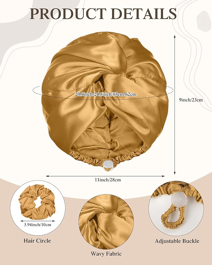 Canlierr 5 Set Adjustable Silk Satin Bonnet for Sleeping Women Scrunchie Double Layer Night Cap Sleep Turban Hair Wrap Unisex