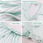 SAPJON Satin Silk Pajamas for Women 2Pcs Ruffle Notch Collar Sleepwear Button Down Short Sleeve Shorts Pjs Set Loungewear