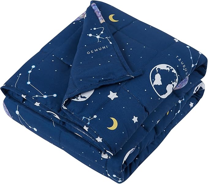 HOSUKKO Weighted Blanket - 7 lbs Navy Starry Sky Heavy Blanket - Breathable Blanket(41 * 60 inches, 7 lbs)
