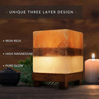 Dual Illumination Salt Rock lamp - Modern Square Pink White and Grey Design of Salt Lamps with dimmer, Adjustable Glow. 100% Real Large Himalayan Crystal Salt Night Light