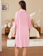 Ekouaer Women Zipper Robe Lightweight House Coat Zipper Front Short Bathrobes Soft Nightgown with Pockets S-3XL
