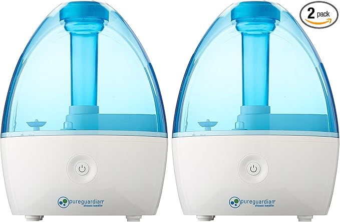 Pure Guardian H910BL Ultrasonic Cool Mist Humidifier, 14 Hrs. Run Time, 210 Sq. Ft. Coverage, Small Rooms, Quiet, Filter Free (Pack of 2)