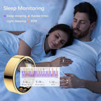 Ring Health Tracker for Women Men, Fitness Ring with Heart Rate, Blood Oxygen, Sleep Monitor, Calories, Step Counter, IP68 Waterproof Smart Ring for iPhone & Android, No Subscription Fee (Gold, 10#)