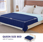 King Size Weighted Blanket for Adults (30 lbs, 80” x 87”, Navy & Blue) Cooling Heavy Blanket for Sleeping Perfect for 290-310 lbs, Breathable Blanket for Adults & Couple All Season, Machine Washable