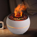YALEDI Essential Oil Diffuser, Volcano Flame Fire Oil Diffuser, 360ml Ultrasonic Cool Mist Aromatherapy Humidifier, Scent Diffuser with 7 Colors Light, Timer & Auto Shut-Off for Home, Room (White)