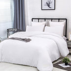 Luxlovery White Comforter Set Twin Kids Teens White Bedding Comforter Set Solid Soft Breathable Blanket Quilts 3 Piece Bedding Set for Twin Bed