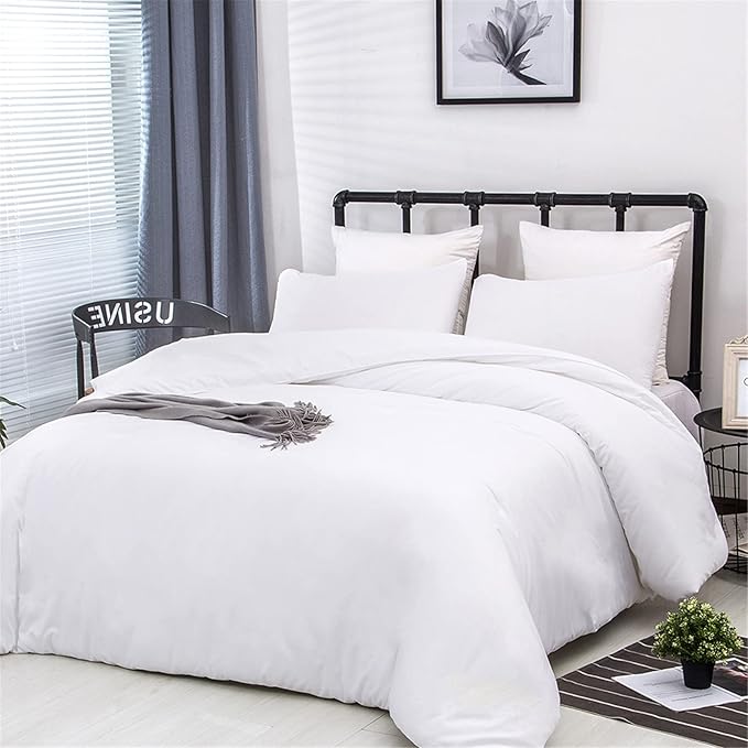 Luxlovery White Comforter Set King Plain White Bedding Comforter Set Solid King Bed Size Blanket Soft Minimalist Durable Fluffy Blanket Quilts Women Men