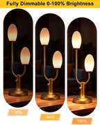 Lightdot Mid Century Modern Table Lamp Vintage Gold Dimmable Plug in Small Bedside Lamps with Oval Shade Cute Desk Lamp Nightstand Reading Light for Bedroom Office Living Room